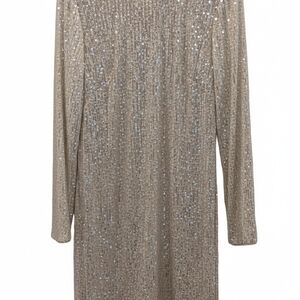 Eliza J Silver Sequin Long Sleeve Dress
